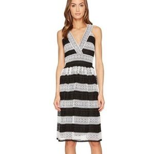 Kate Spade Scenic Route Lace Black White Stripe Dress Size 6